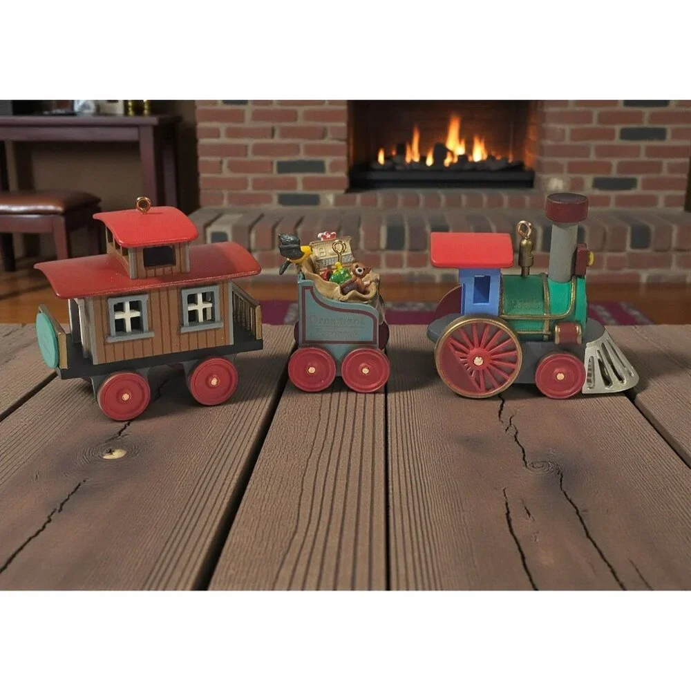 The Ornament Express 3 Handcrafted Hallmark Ornaments 1989 Train Ornaments w Box